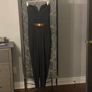 Black jumpsuit with sweetheart neck
